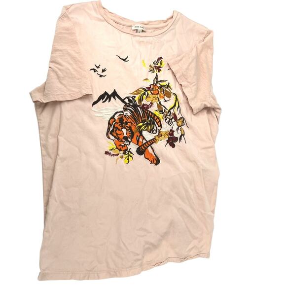 M short-sleeve crewneck t-shirt vintage-style embroidered tiger mountain tee top - Picture 8 of 8